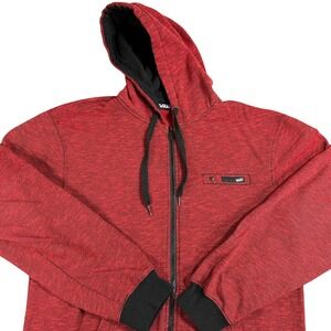 Vans Men's Red Black Striped Full Zip Hoodie Size L